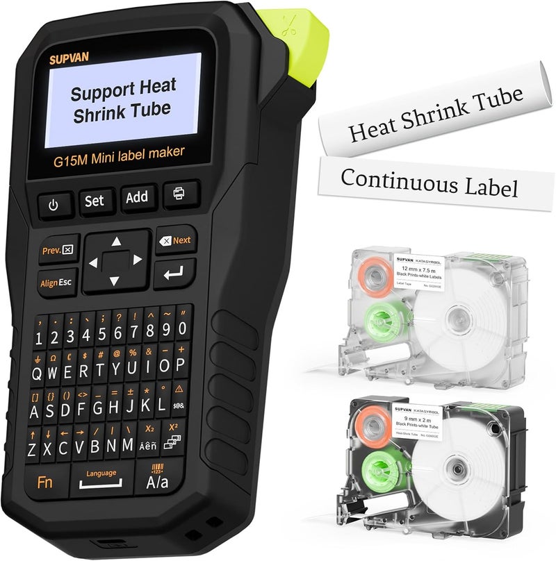 SUPVAN G15M Mini Portable Label Maker Machine with Heat Shrink Tube, Rechargeable 1200mAh Battery Thermal Transfer Printer, Compatible with Multi-Type Label, Home, Garage, Office & Outdoor - Image 1